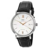 Iwc Schaffhausen Portofino Automatic Silver & Gold Dial Black Leather Strap Men's Watch Iw356517 In Silver