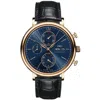Iwc Schaffhausen Portofino Chronograph Blue Dial Black Leather Strap Men's Watch Iw391035 In Blue