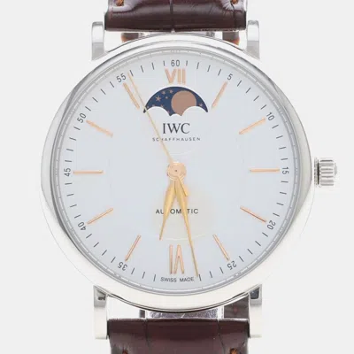 Pre-owned Iwc Schaffhausen Portofino Iw459401 White Stainless Steel Automatic Men's Watches 40mm