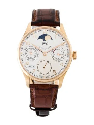 Pre-owned Iwc Schaffhausen Portugieser Perpetual Calendar Moonphase Watch In Multi