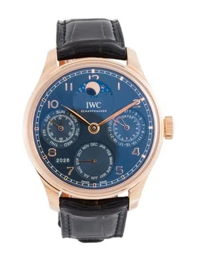 Pre-owned Iwc Schaffhausen Portugieser Perpetual Calendar Watch In Multicolor