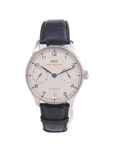 Pre-owned Iwc Schaffhausen Portugieser Seven-day 42mm Watch In White