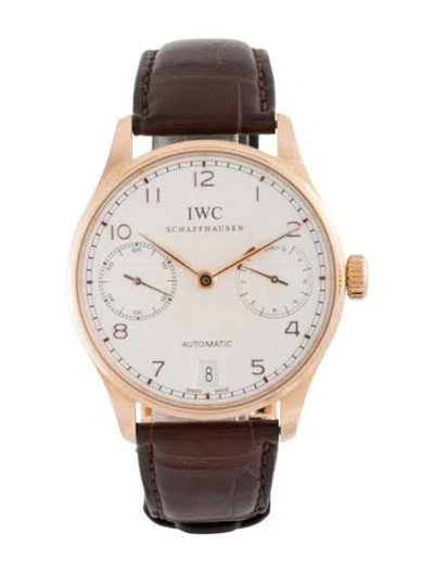 Pre-owned Iwc Schaffhausen Portuguese 7 Day Power Reserve Watch In Multicolor