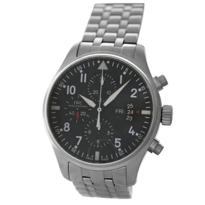 Iwc Schaffhausen  Iwc Pilot's Chronograph Chronograph Black Dial Men's Watch Iw377701 In White