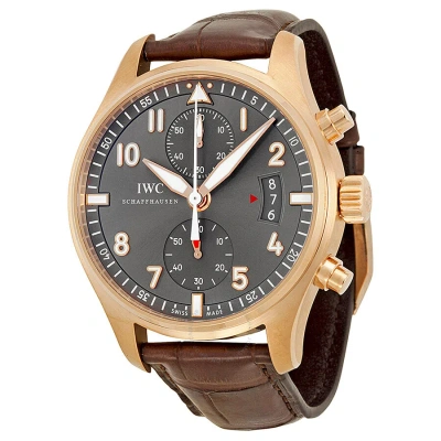 Iwc Schaffhausen  Iwc Pilot Spitfire Chronograph Slate Grey Dial Men's Watch Iw387803 In Brown / Gold / Grey / Rose / Rose Gold / Slate