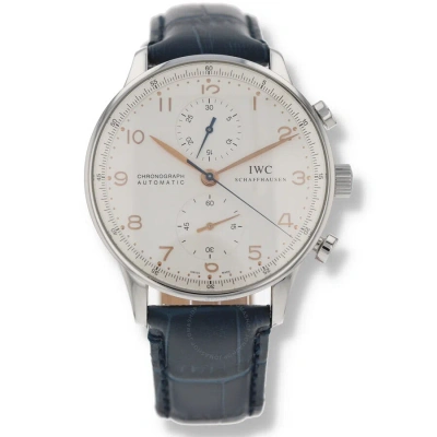 Iwc Schaffhausen  Iwc Portugieser Chronograph Automatic Silver Dial Men's Watch 371410 In Black