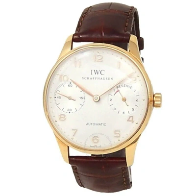 Iwc Schaffhausen  Iwc Portuguese 7 Days Power Reserve Automatic Silver Dial Men's Watch Iw500004 In Brown
