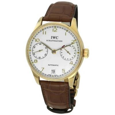 Iwc Schaffhausen  Iwc Portuguese Automatic Silver Dial Men's Watch Iw500101 In Brown / Gold / Gold Tone / Rose / Rose Gold / Rose Gold Tone / Silver