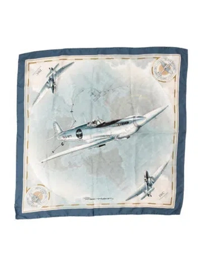 Pre-owned Iwc Schaffhausen Silk Printed Bandana In Blue