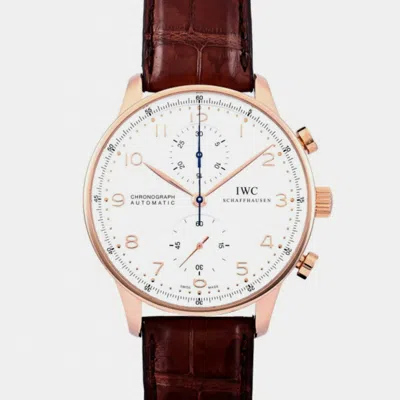Pre-owned Iwc Schaffhausen Silver 18k Rose Gold Portugieser Iw371480 Men's Wristwatch 41mm In White
