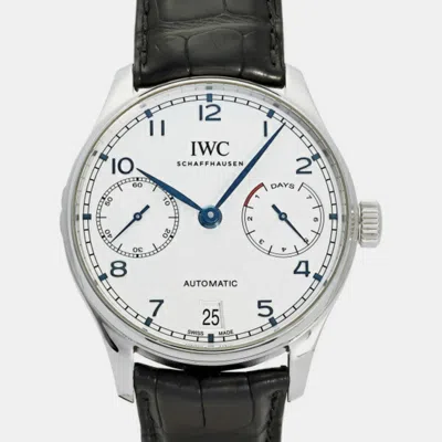 Pre-owned Iwc Schaffhausen Silver Stainless Steel Portugieser Iw500705 Men's Wristwatch 42mm