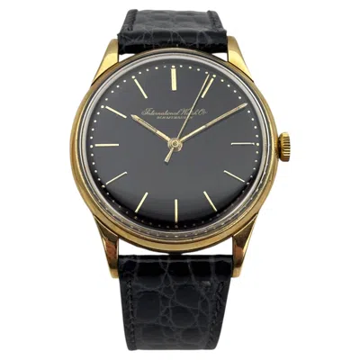 Pre-owned Iwc Schaffhausen Vintage  18k Gold Dress Watch, Black Dial, 1958