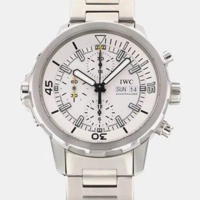 Pre-owned Iwc Schaffhausen White Stainless Steel Aquatimer Iw376802 Men's Wristwatch 44mm