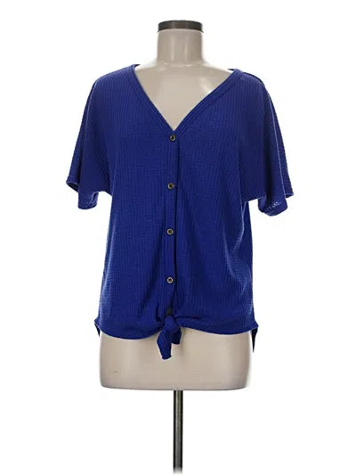 Pre-owned Iwollence Short Sleeve Blouse In Blue
