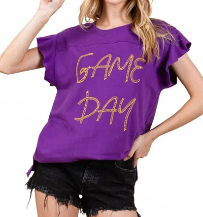 Iwt Brands Game Day Short-sleeve Knit Top In Purple
