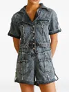 Ixiah Asha Frayed Playsuit In Gray