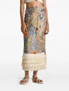 Ixiah Casablanca Floral-print Midi Skirt In Multi