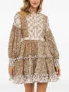 Ixiah Euphoric Patterned Mini Dress In Brown