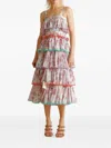 Ixiah Floret Ruffled Floral-print Midi Dress In Pink