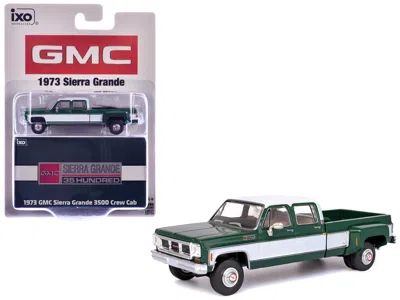 Ixo 1973 Gmc Sierra Grande 3500 Crew Cab Dually Pickup Truck Green And White 1/64 Diecast Model By  M