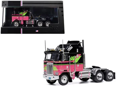 Ixo 1976 Kenworth K100 Aerodyne Truck Tractor Black And Pink With Graphics 1/64 Diecast Model By  Mod In Multi