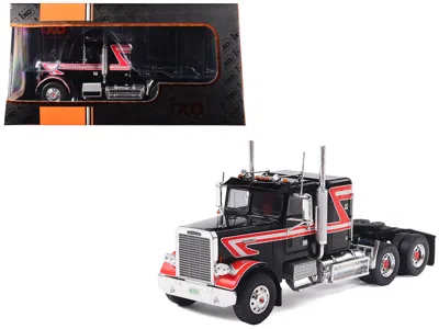 Ixo 1977 Freightliner Flc 120 64 T Truck Tractor Black With Red And White Stripes 1/43 Diecast Model By 
