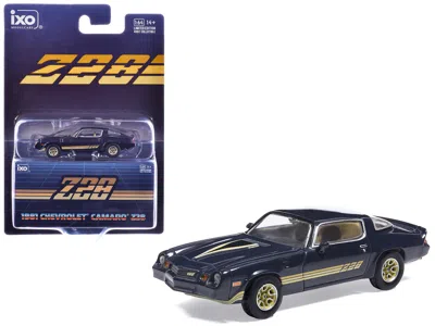 Ixo 1981 Chevrolet Camaro Z28 Dark Blue Metallic With Gold Stripes And Interior 1/64 Diecast Model Car B