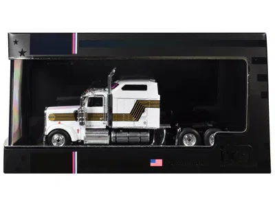 Ixo 1995 Kenworth W900 Truck Tractor White With Black And Gold Stripes 1/64 Diecast Model By  Models