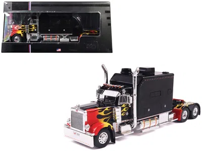 Ixo 2002 Peterbilt 379 Custom Truck Tractor Black With Flame Graphics 1/43 Diecast Model By  Models In Multi