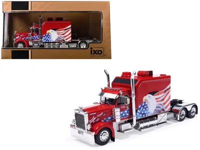Ixo 2002 Peterbilt 379 Custom Truck Tractor Red With Patriotic Graphics 1/64 Diecast Model By  Models