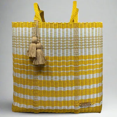 Ixoq Cesta Recycled Plastic Gradient Tote In Yellow