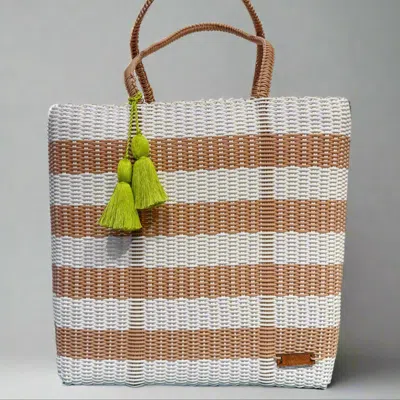Ixoq Cesta Recycled Plastic Stripe Tote In Brown