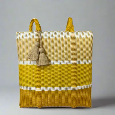 Ixoq Cesta Recycled Plastic Triple Band Tote In Yellow