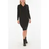 Ixos Knitted Swaps Midi Dress With V Neckline In Black