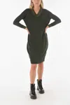 Ixos Knitted Swaps Midi Dress With V Neckline In Green