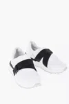 Ixos Leather And Fabric Low Top Sneakers With Touch Strap Closure In White