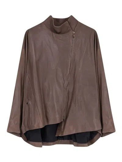 Ixos Mickey Mouse Leather Jacket In Brown