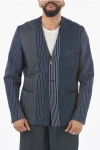 Ixos Striped Center Split V-neck Falerio 2-buttons Blazer