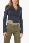 Ixos Twill Cropped Arnicax Double Breasted Jacket With Shawl Lape In Blue