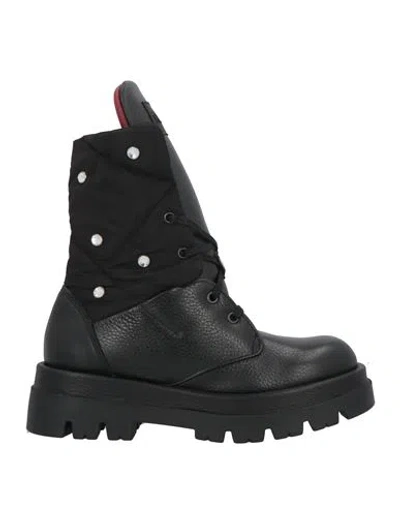 Ixos Woman Ankle Boots Black Size 8 Leather, Textile Fibers