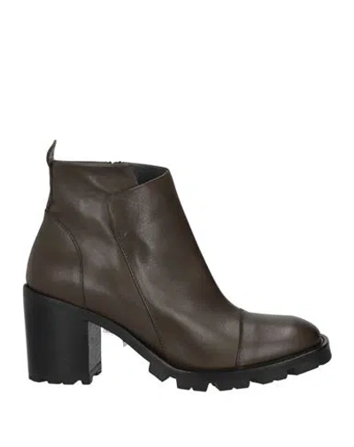 Ixos Woman Ankle Boots Khaki Size 10 Soft Leather In Brown