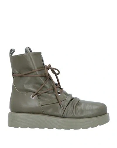 Ixos Woman Ankle Boots Military Green Size 8 Soft Leather