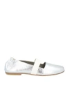 Ixos Woman Ballet Flats Silver Size 10 Soft Leather In Silver