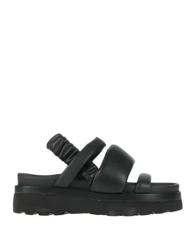Ixos Woman Sandals Black Size 4 Leather, Textile Fibers