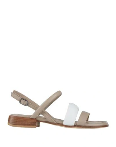 Ixos Woman Sandals Taupe Size 5 Leather In Animal Print