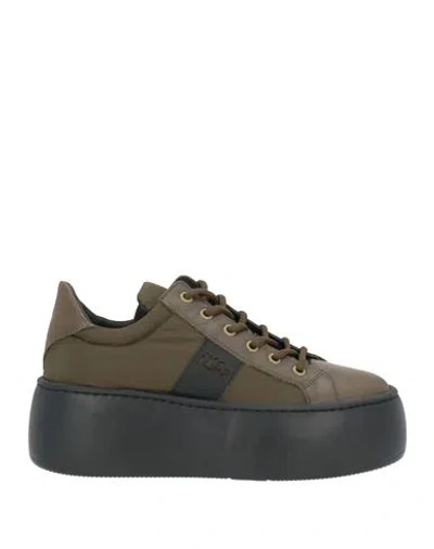 Ixos Woman Sneakers Military Green Size 7 Textile Fibers In Brown