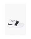 Ixos Leather And Fabric Low Top Sneakers With Touch Strap Closure In White