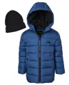 Ixtreme Big Boys Mini Puffer Jacket With Beanie In Blue