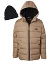 Ixtreme Toddler And Little Boys Mini Puffer Jacket With Beanie In Brown