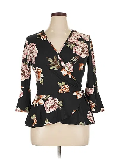 Pre-owned Iz Byer 3/4 Sleeve Blouse In Black